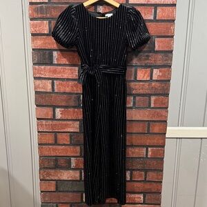 Habitual Black Striped Puff Sleeve Dress